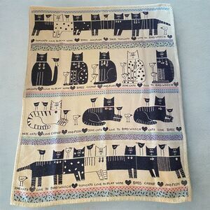 Vtg Cat Throw Blanket Pat Meyers 1989 60x46.5 In. Retro Kitty Novelty USA Cotton